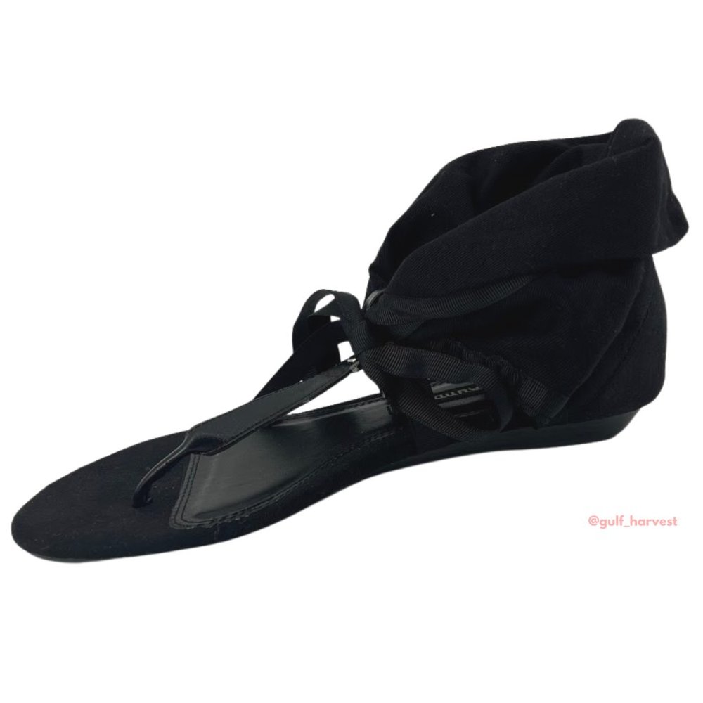 Chinese Laundry Women's Black Twill Sudoku Low Wedge Thong Sandal, Choose Size - Picture 9 of 14